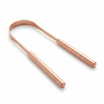 Pure copper tongue scraper with cotton drawstring pouch